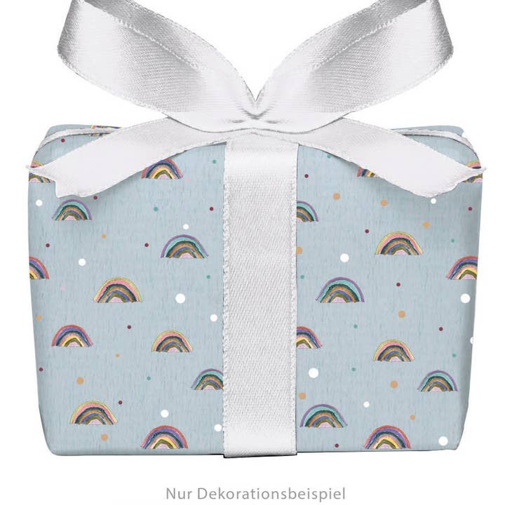 3 Bögen Geschenkpapier REGENBOGEN BLAU Geburt Taufe Kinder für den Großhandel von fioniony®