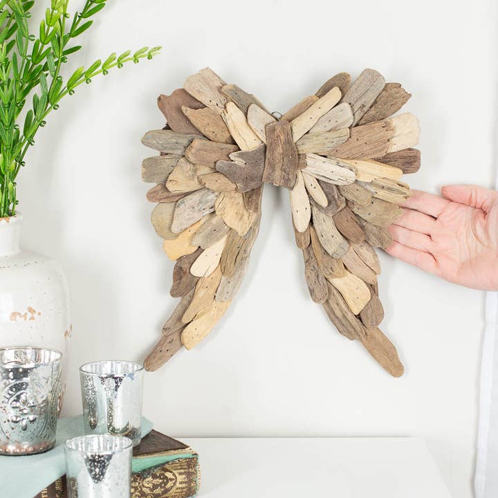 Factory Direct Craft - Vente Décorations de table - Ailes d'ange en bois rustique naturel fait main - 12" x 12"