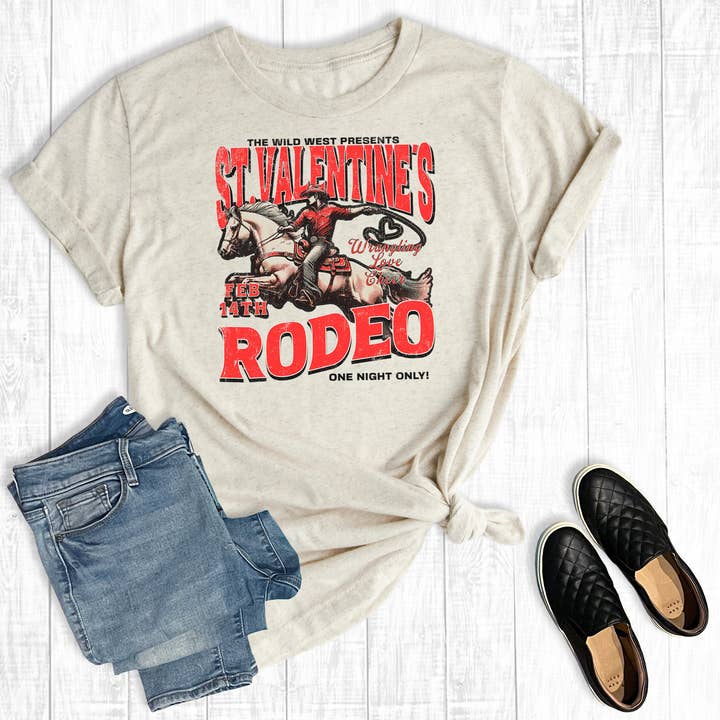 T-shirt Gráfica do Rodeo de São Valentim por atacado de Rebel Rose