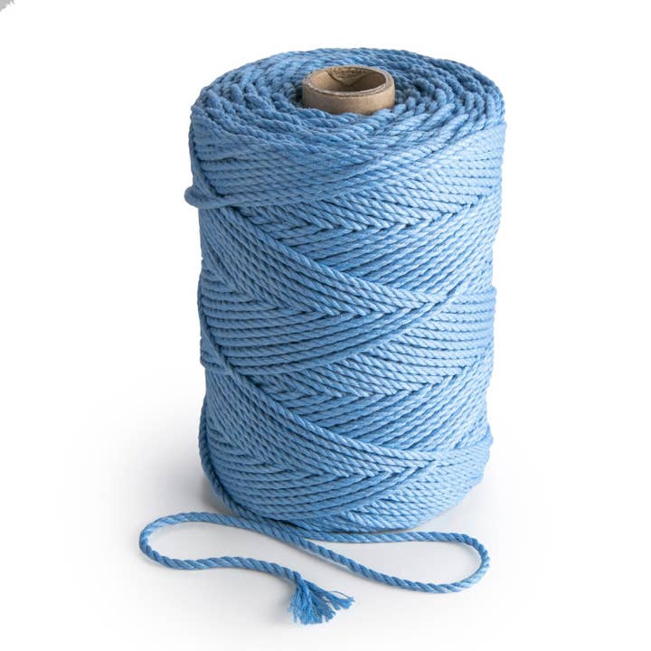MB Cordas - Wholesale Twine - 3MM 3 Strand Twisted 200m Cotton Cord LIGHT BLUE