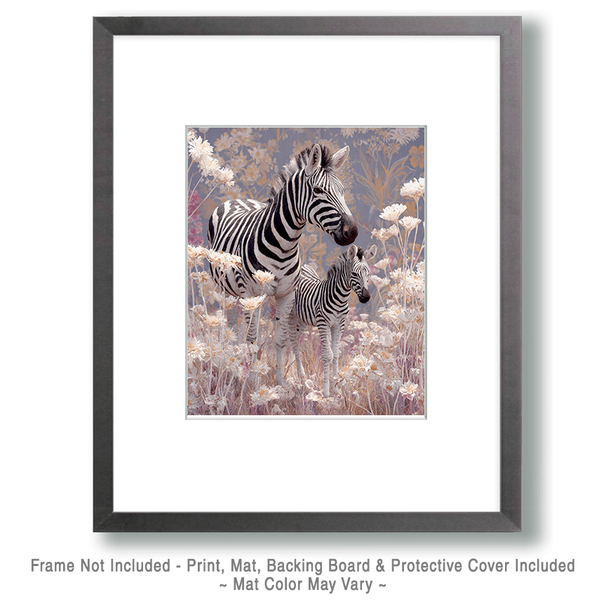 Mowbi - Wholesale Art Print - Whimsical Zebra - Zoo Animals - Biophilic Wildlife Art Print - 8"x10" Artwork for 11"x14" Frame1