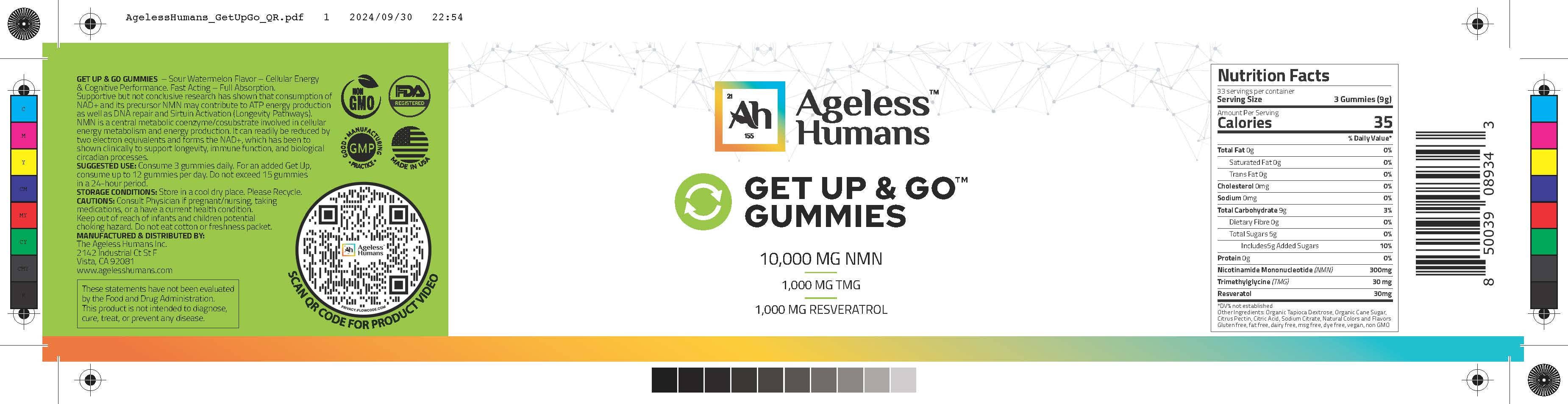 Ageless Humans - Wholesale Oral Supplement/Vitamin - Get Up & Go Gummies1