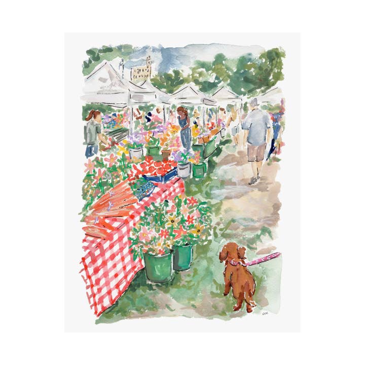 Wicker Park Farmers Market Print for wholesale by Rachel Reynolds Art