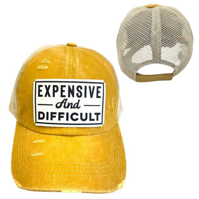 dkhandmade - Wholesale Trucker Hat - Unisex - EXPENSIVE AND DIFFICULT | UNISEX HAT | DISTRESSED