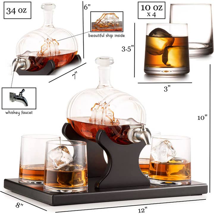 Bezrat - Wholesale Decanter - Whiskey Decanter Barrel Gift Set