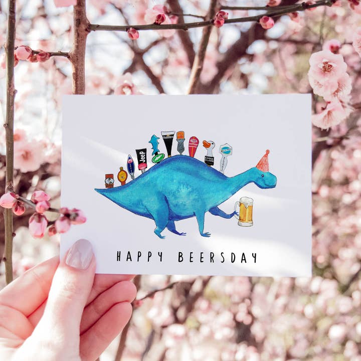 Liyana Studio - Wholesale Birthday Card - Beer Tap Dinosaur - Funny Birthday Card