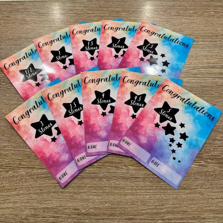 WinsterCreations™ – Großhandel Meilenstein-Kunst/Andenken – Kinder & Baby – Meilensteinzertifikate zur Gewichtsreduktion — Gewichtsabnahme — Auszeichnungen für Gewichtsabnahme — Leistungszertifikat — Wasserfarbe — 5 x 7 Zoll1