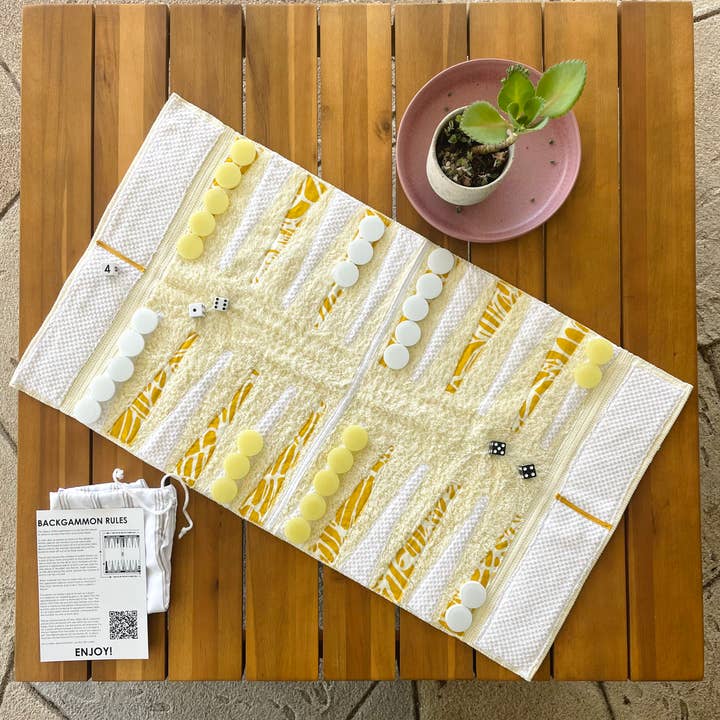 Yellow Floral Outdoor/Travel Backgammon Set for wholesale by 3rd Space by SBR