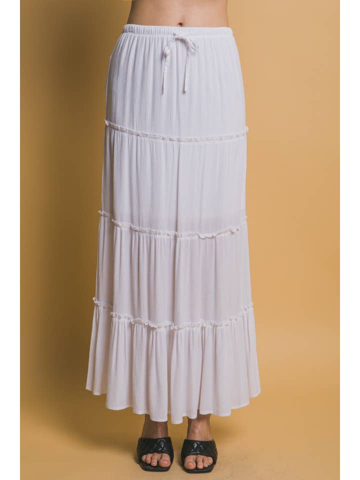 42POPS - Wholesale Skirt - Women's - "...Tiered Detail Drawstring Maxi Skirt