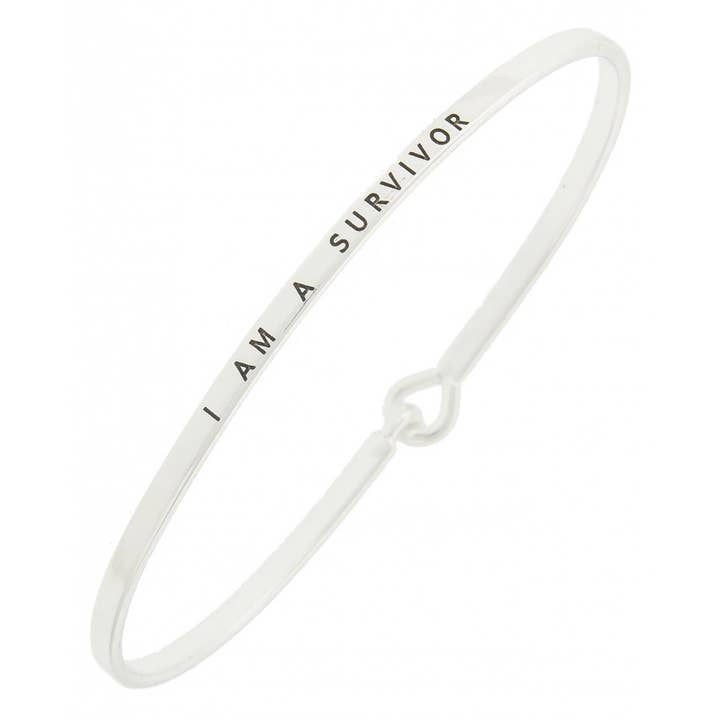 0011 PREMIERE - Wholesale Bangle Bracelet - FR2779 I AM A SURVIVOR_3mm Inspired Message Bangle