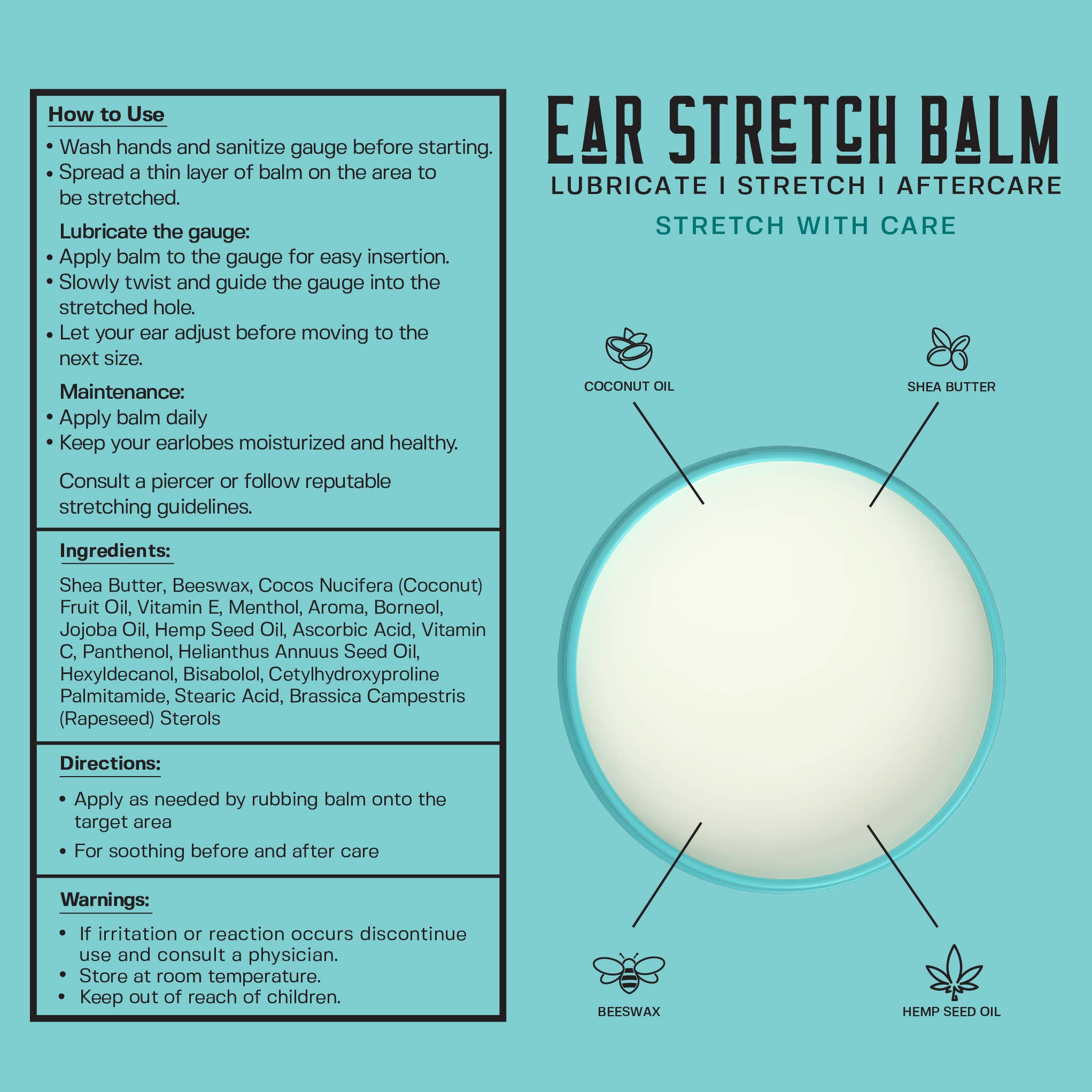 Base Laboratories – Creme/loção corporal por atacado – Bálsamo para Alargar a Orelha - Para Alargadores e Alongamento1