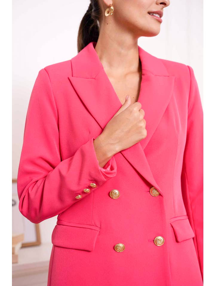 Attentif Paris – Engroshandel Jakke - Dame – Solid dobbeltradet blazer-kjole med guldfarvede knapper8