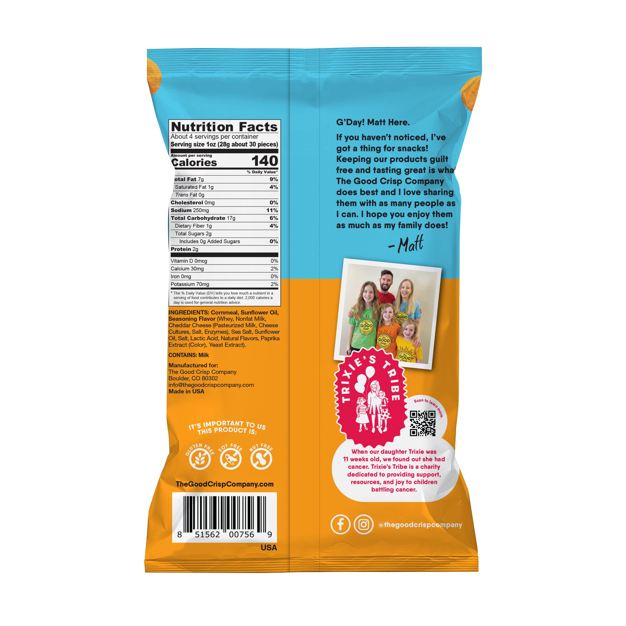 The Good Crisp Company - Wholesale Puffed Snack - Cheddar Cheese Balls - 4oz Bags (Case of 8)2