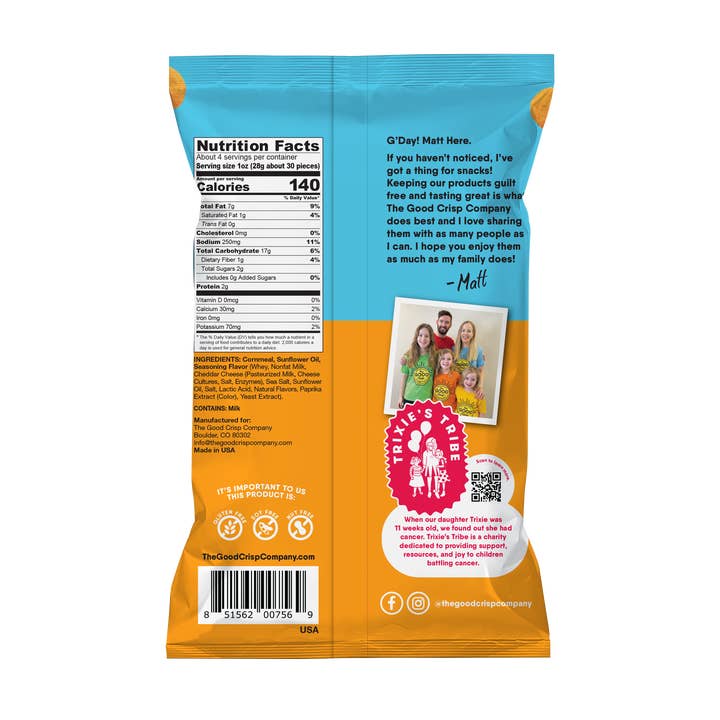 The Good Crisp Company - Wholesale Puffed Snack - Cheddar Cheese Balls - 4oz Bags (Case of 8)2