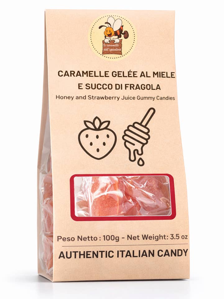 🍓Honey and Strawberry Juice Jelly Candies – 100 g for wholesale by Farmella SRL