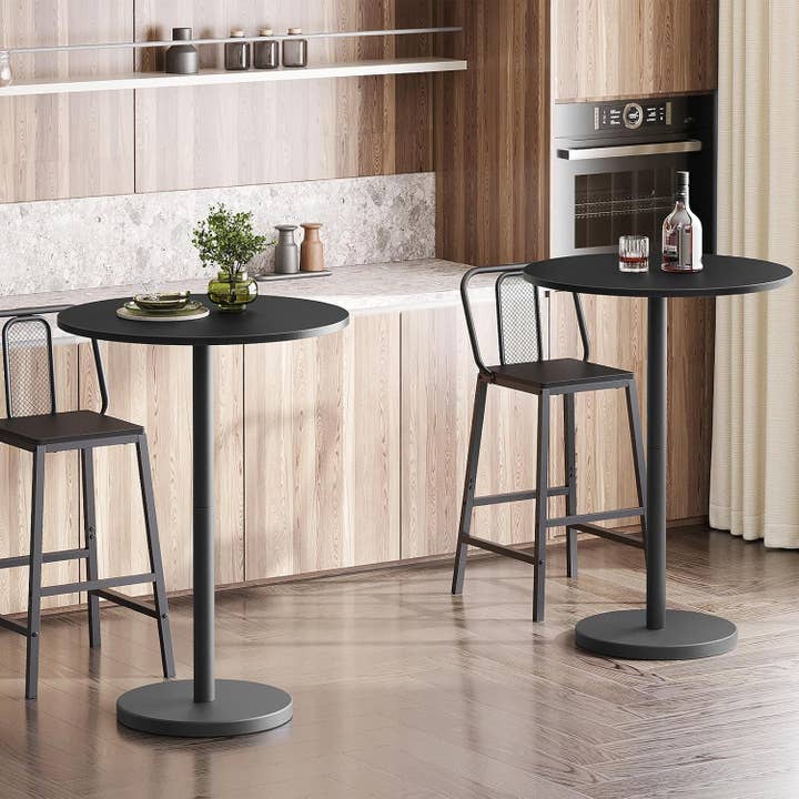 Round Counter height Bar Table Set Industrial Black for wholesale on Faire3
