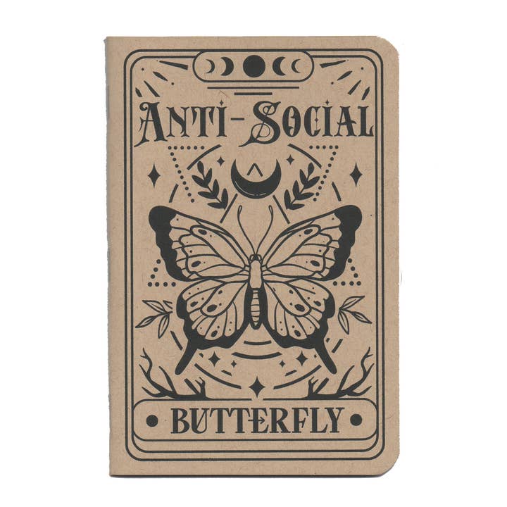 Anti Social Butterfly Tarot 48 page small handmade notebook for wholesale by American Pigeon Co