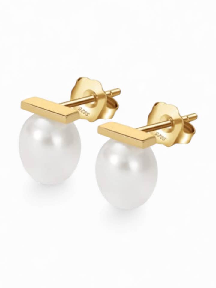 Brincos de Pérola Luna em Barra por atacado de Nora James jewelry