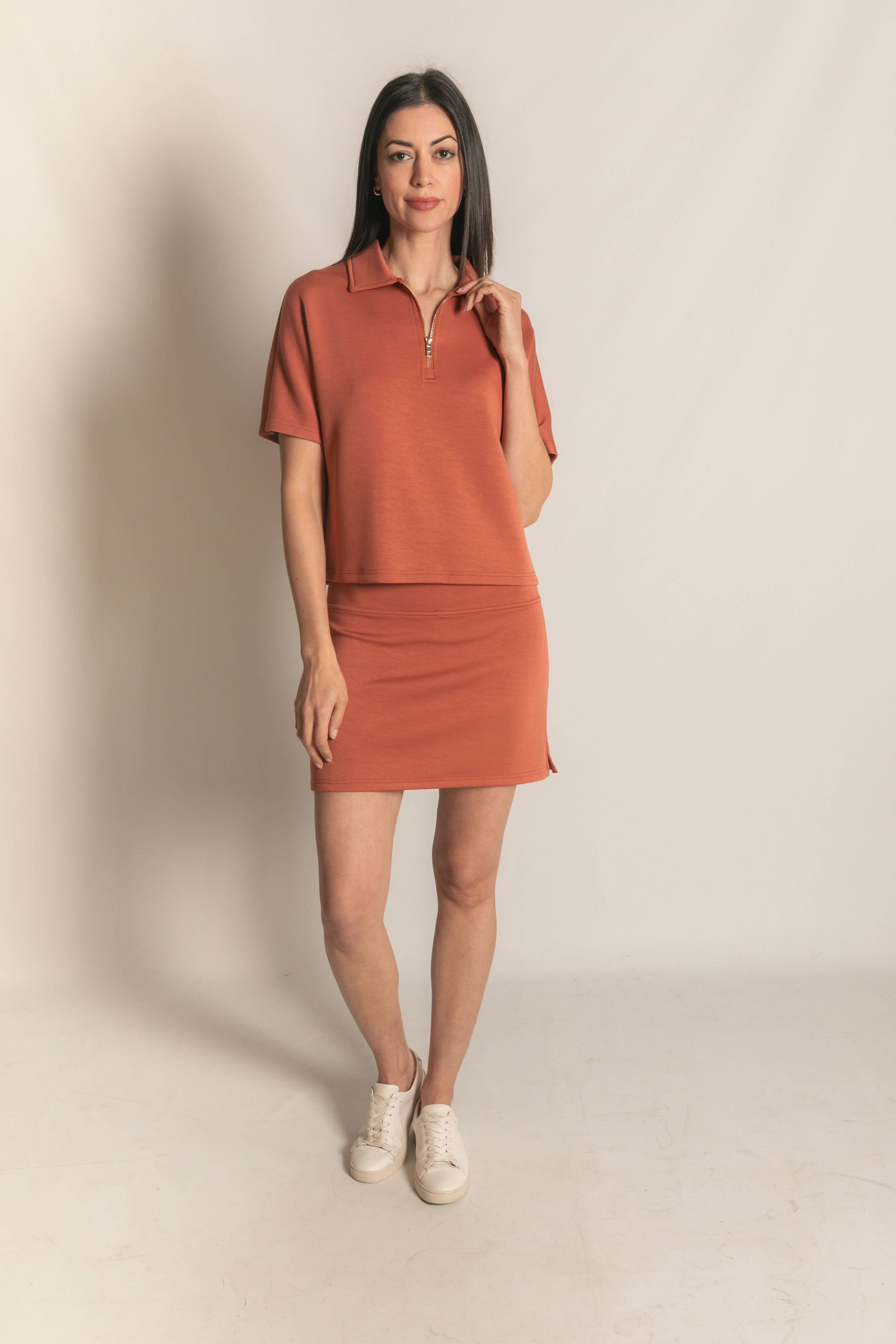 P. CILL - Wholesale Knit Top - Women's - P. CILL Butter Modal Short Sleeve Quarter Zip Top75