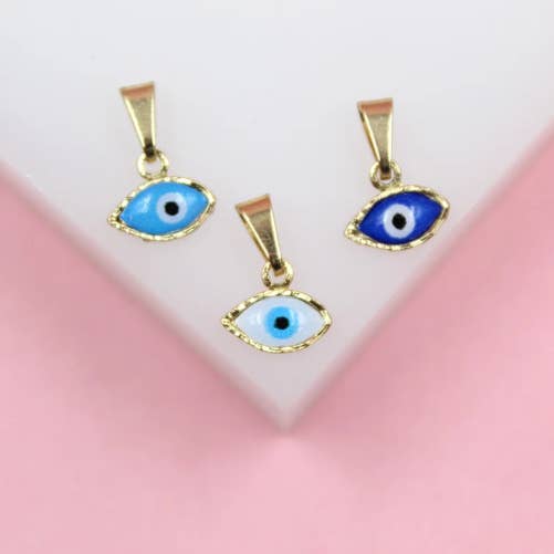 18K Gold Filled Realistic Enamel Color Evil Eye Pendant Charm for wholesale by MIA Jewelry