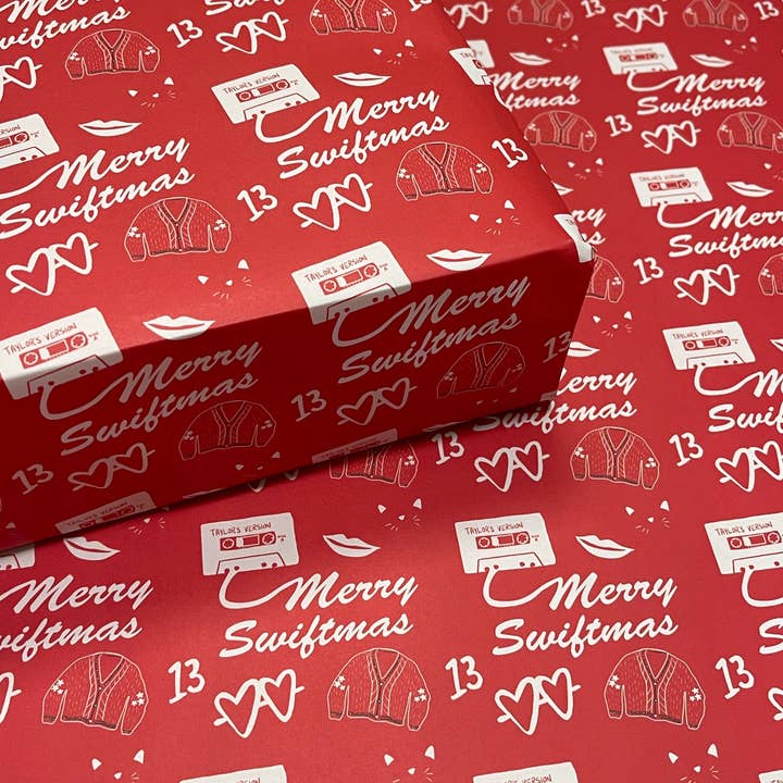Merry Swiftmas- Wrapping Paper Sheet - Flat Wrap for wholesale by Jen Gerena Design