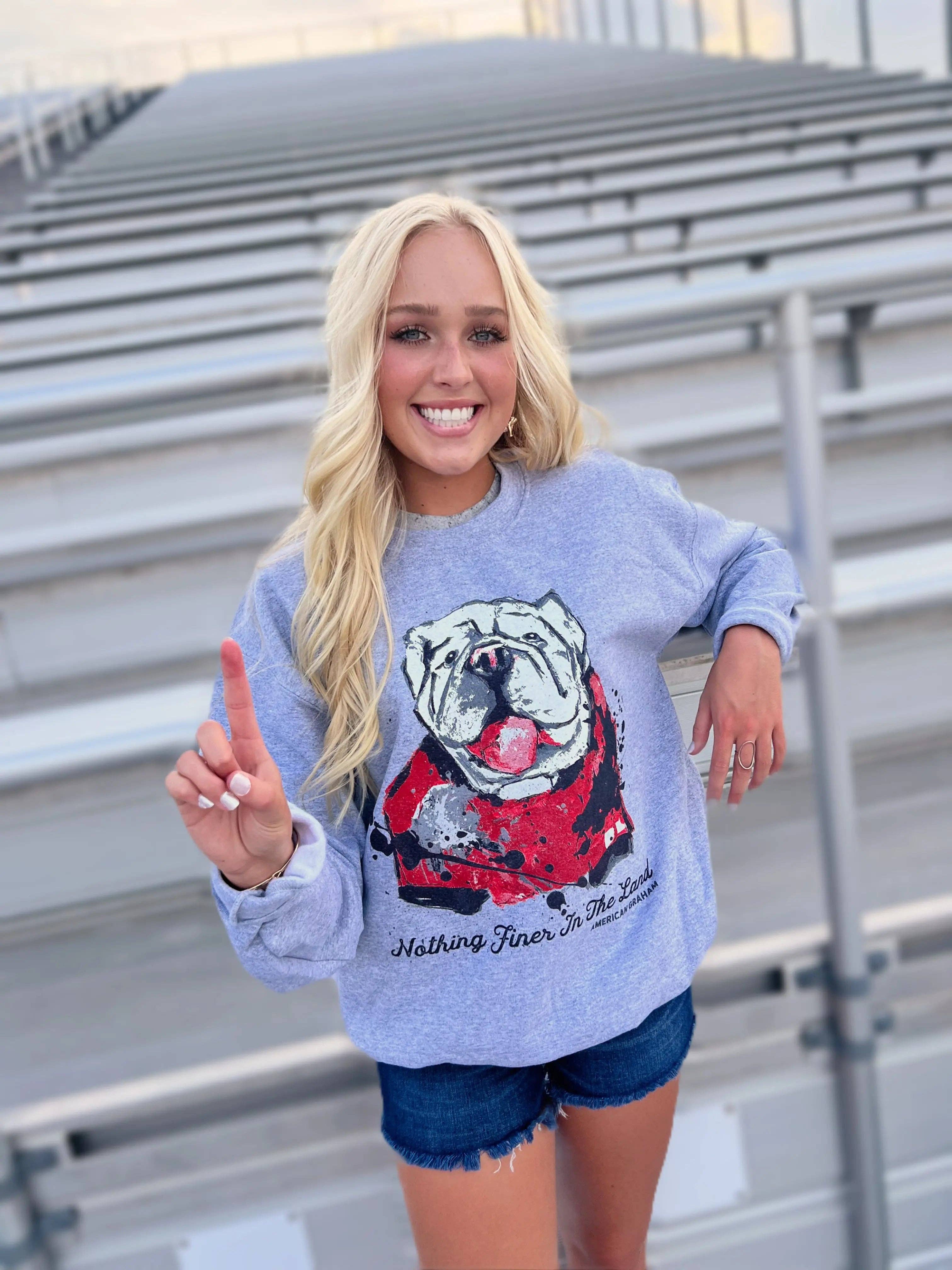 American Graham Apparel - Wholesale Graphic Sweatshirt - Women's - Nothing Finer In The Land Bulldog Artisan Graphic Sweatshirt1