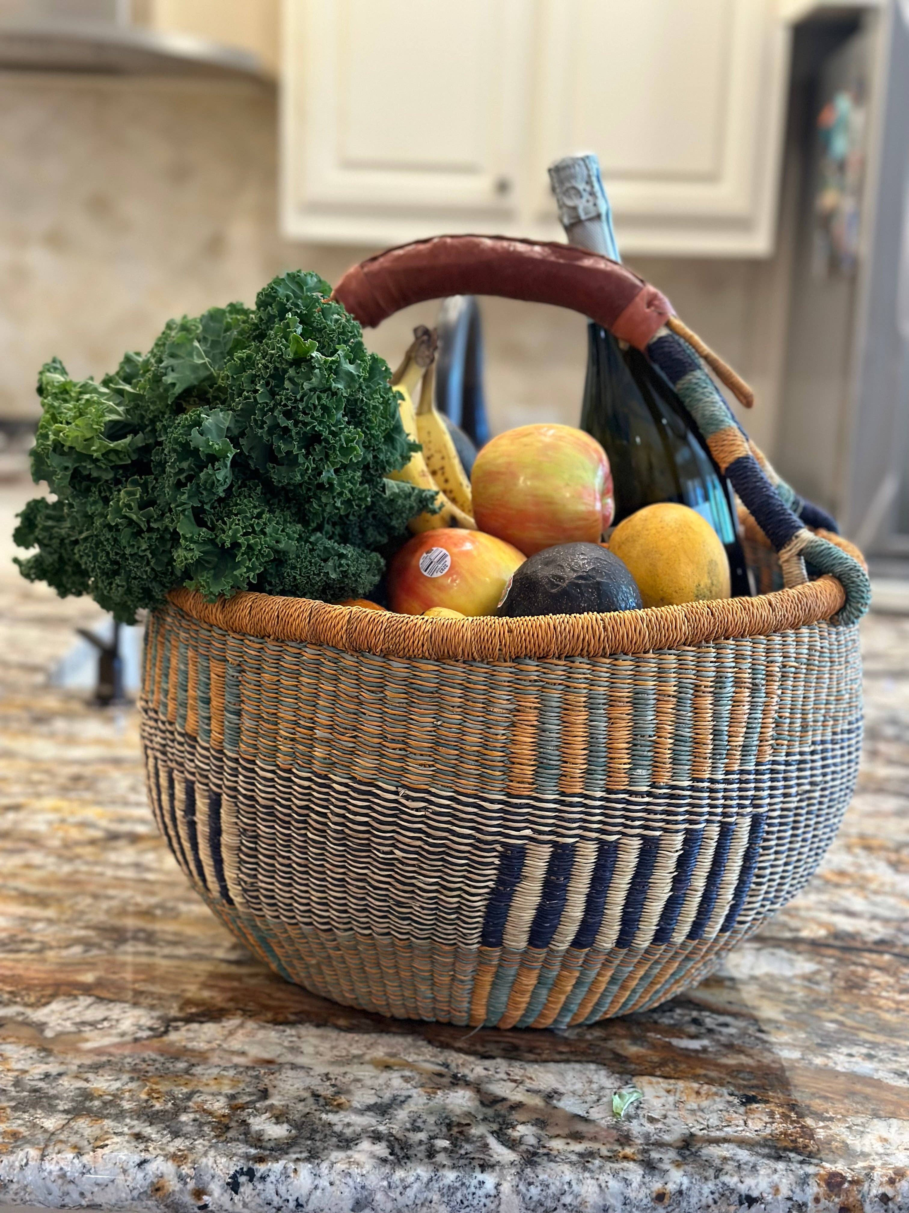 The African Home Goods – wholesale Basket – African Market Basket - Bolga Ghana Burnt Orange Basket - Large: 14-16" Across1