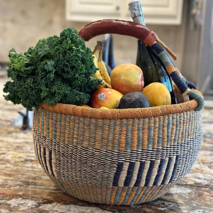 The African Home Goods - Wholesale Basket - African Market Basket - Bolga Ghana Burnt Orange Basket - Large: 14-16" Across1