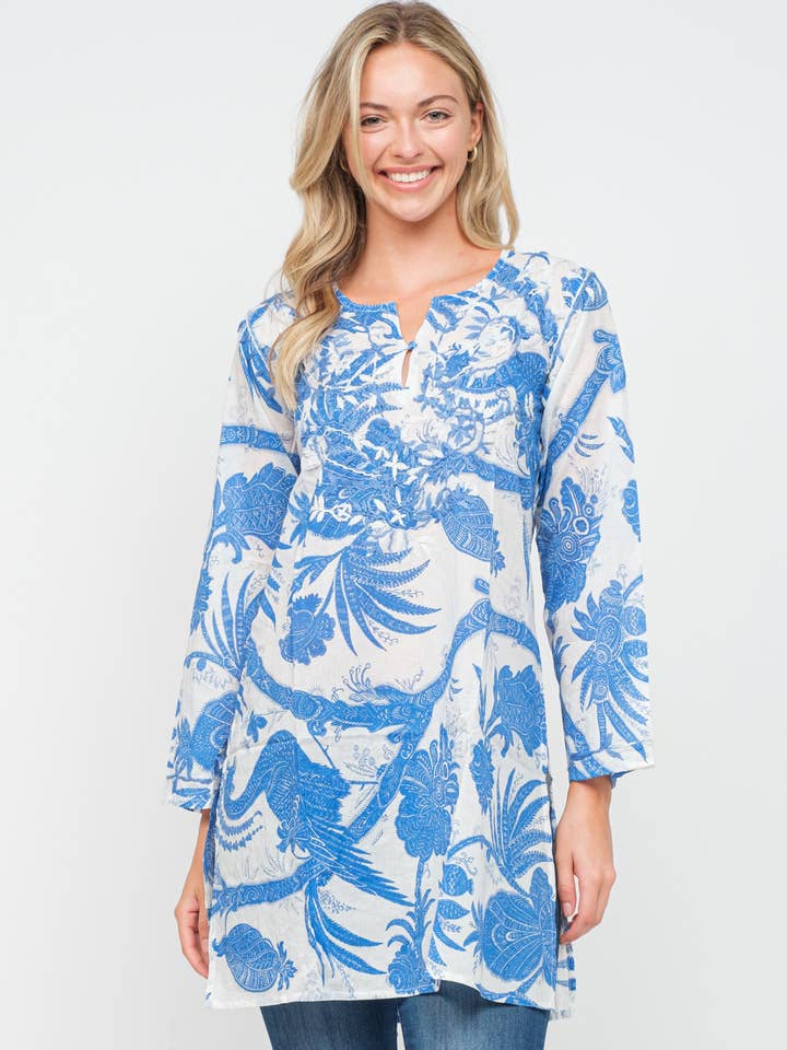 Alma Printed Embroidered Tunic for wholesale by Raj Trading & Imports (USA) Inc.