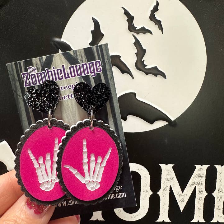 Zombie Lounge Bootique – Engroshandel Hængeøreringe og creoløreringe – Valentins Skelet Hænder Øreringe