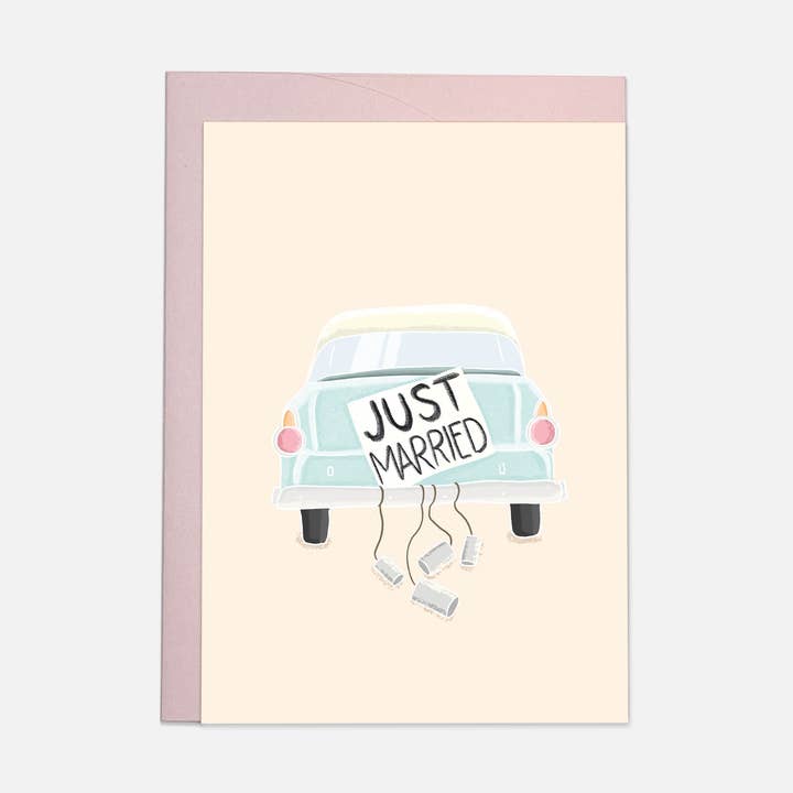 Just Married - wedding greeting card for wholesale by Kaart Blanche
