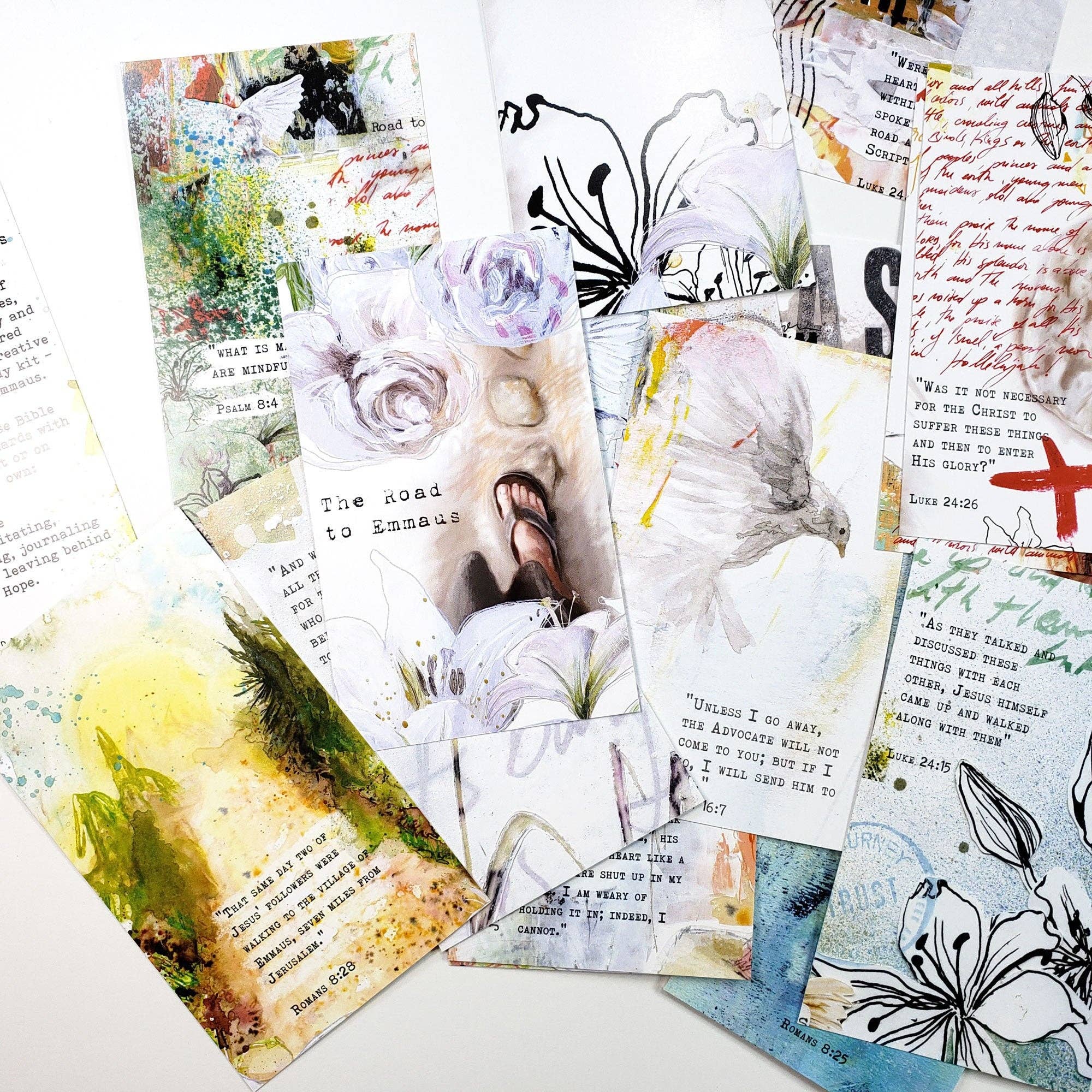 Open Journey - Wholesale Religious Card - The Road to Emmaus - set of 45 Bible Journaling Cards with Bible verses and art7