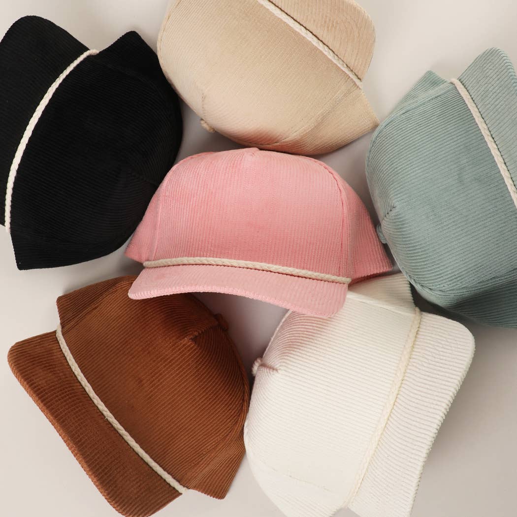 Fashion City – Engroshandel Trucker hat - Dame – Enfarvet fløjl 5-panel snor trucker kasket6