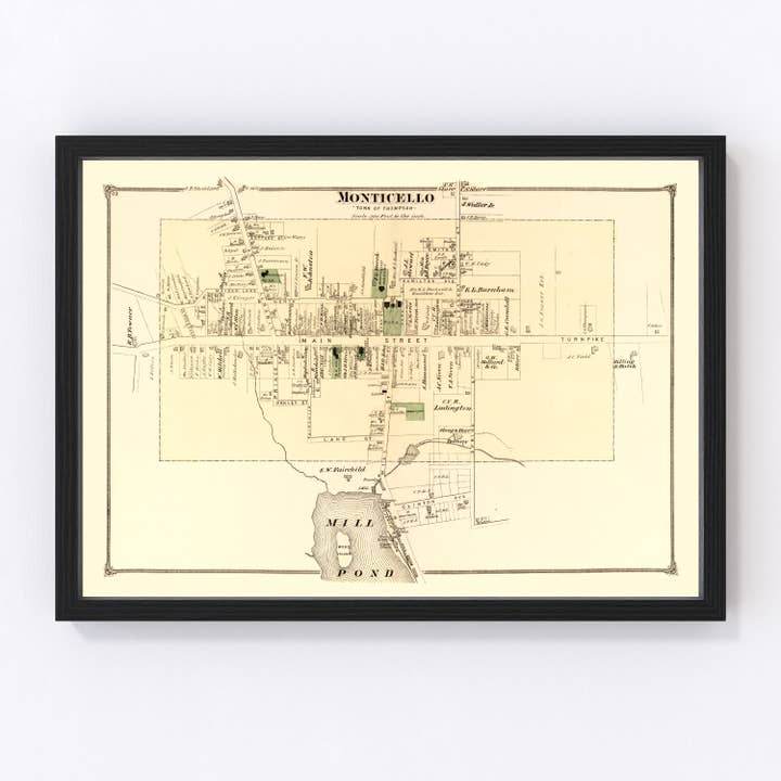 Vintage Map of Monticello Township, Sullivan County 1875 for wholesale by Ted's Vintage Art
