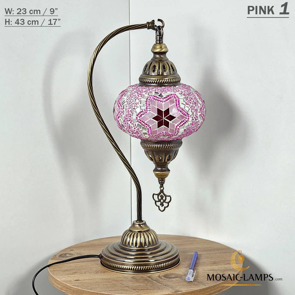 Mosaic Lamps - Wholesale Accent/Desk Lamp - 10+Colors - Gooseneck Large Globe Mosaic Table Lamp, Turkish59