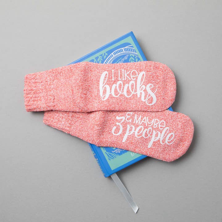 "I Like Books... & Maybe 3 People" Socks Reading Gift for wholesale by The Obstinate Octopus