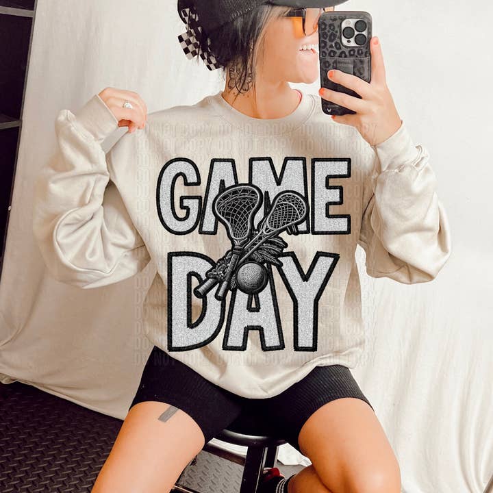 K and M Designs - Wholesale Sublimation Transfer - Game Day Lacrosse Sequined DTF Transfer0