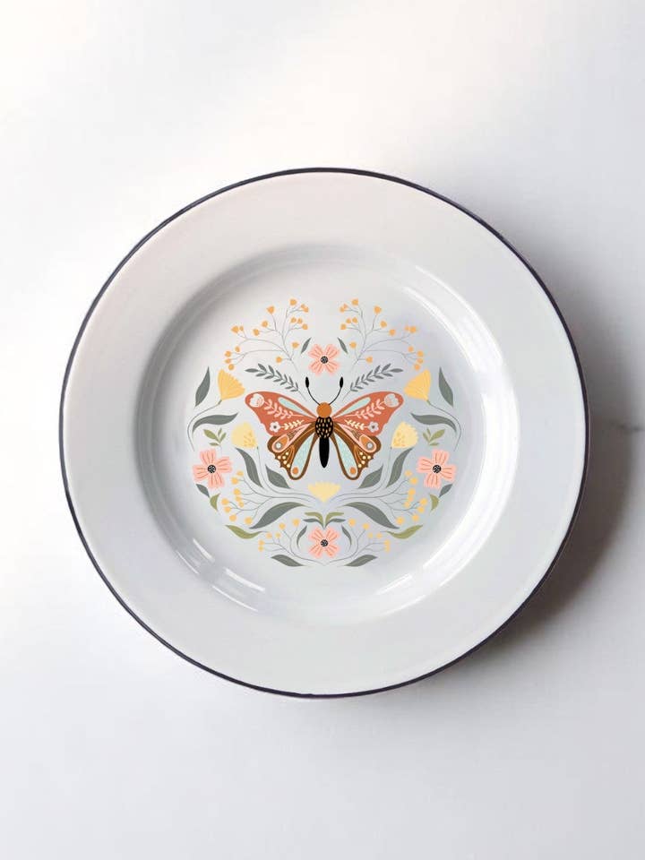 Assiette en émail Papillon, Sauvage & Fantaisie pour la vente par Sovende Bjorn