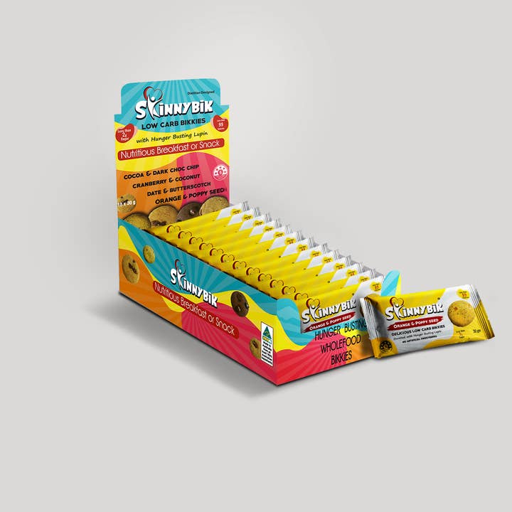 Skinnybik Orange & Poppyseed - Aanrechtblad - 18 x 2 verpakkingen (30 g) voor wholesale door Skinnybik