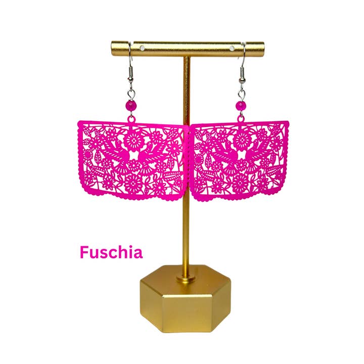 Xochico - Wholesale Dangle Earrings - "Palomas" Papel Picado earrings (banner style)4