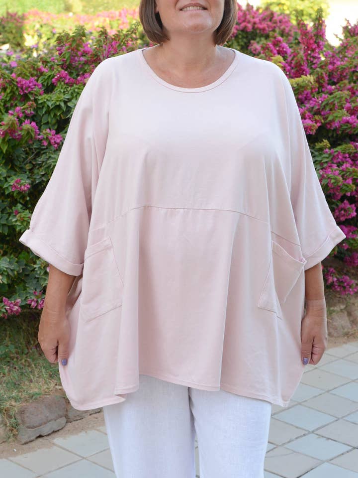 Lagenlook Oversized Jersey Cotton Tunic - 10077C for wholesale by Jeld Wholesale