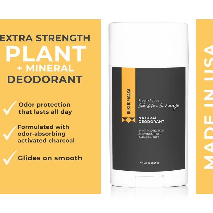 Rustic MAKA Natural Deodorants + Body Care - Wholesale Deodorant - Women's - TAKES TWO TO MANGO Natural Deodorant (Magnesium + Charcoal)1