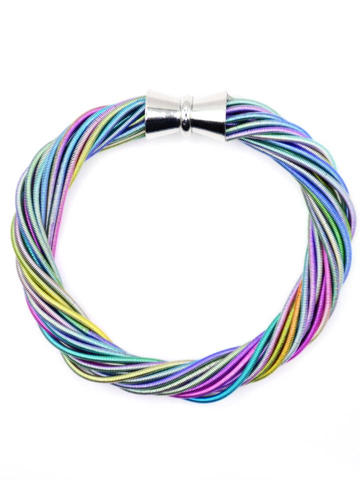 Rainbow Twist Bangle Bracelet with Magnet for wholesale by Sea Lily