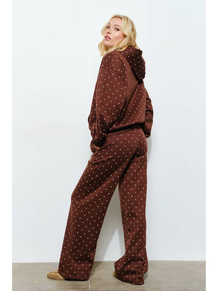 Brown BAMBI POLKADOT ZIP UP HOODIE - Cozy, Lounge for wholesale on Faire3