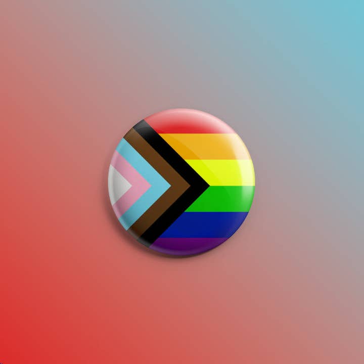 Progress Pride Flag 1inch Pin for wholesale by Quiet Tide Goods