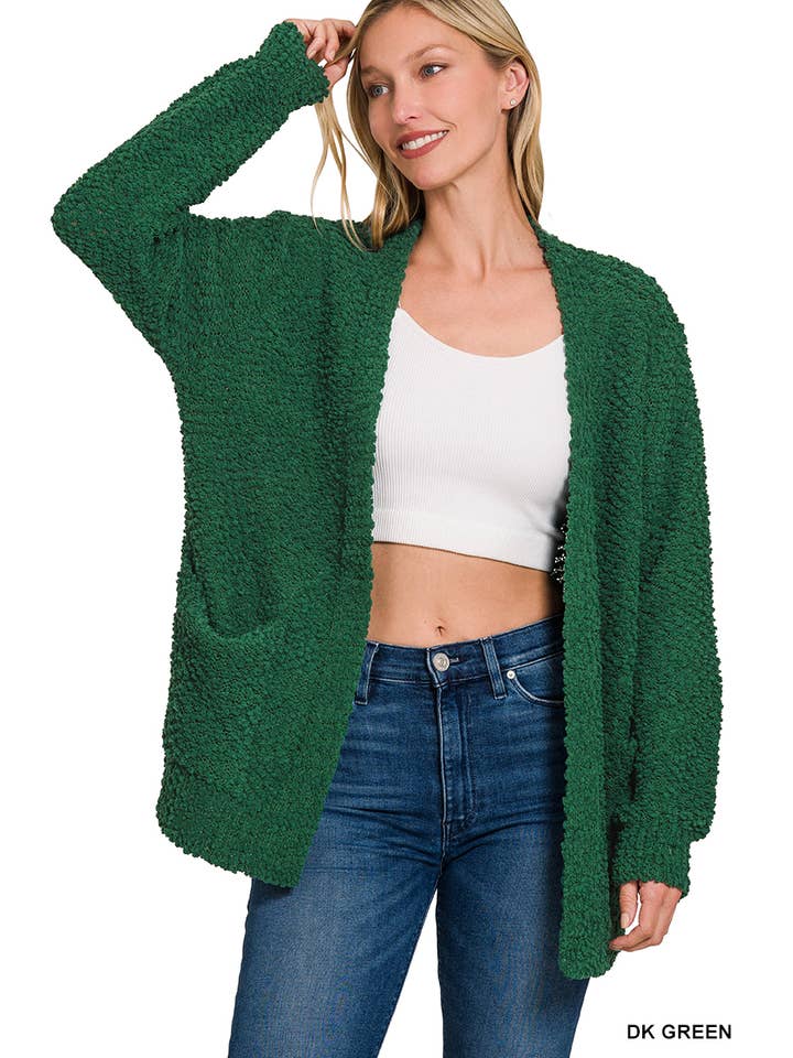 Vanilla Monkey - Wholesale Cardigan - Women's - Long Sleeve Popcorn Sweater Cardigan With Pockets4
