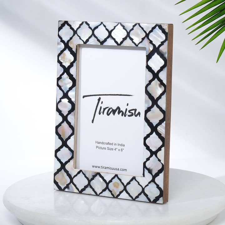 Mother-of-Pearl Picture Frame - Geometric Pattern for wholesale by Tiramisu