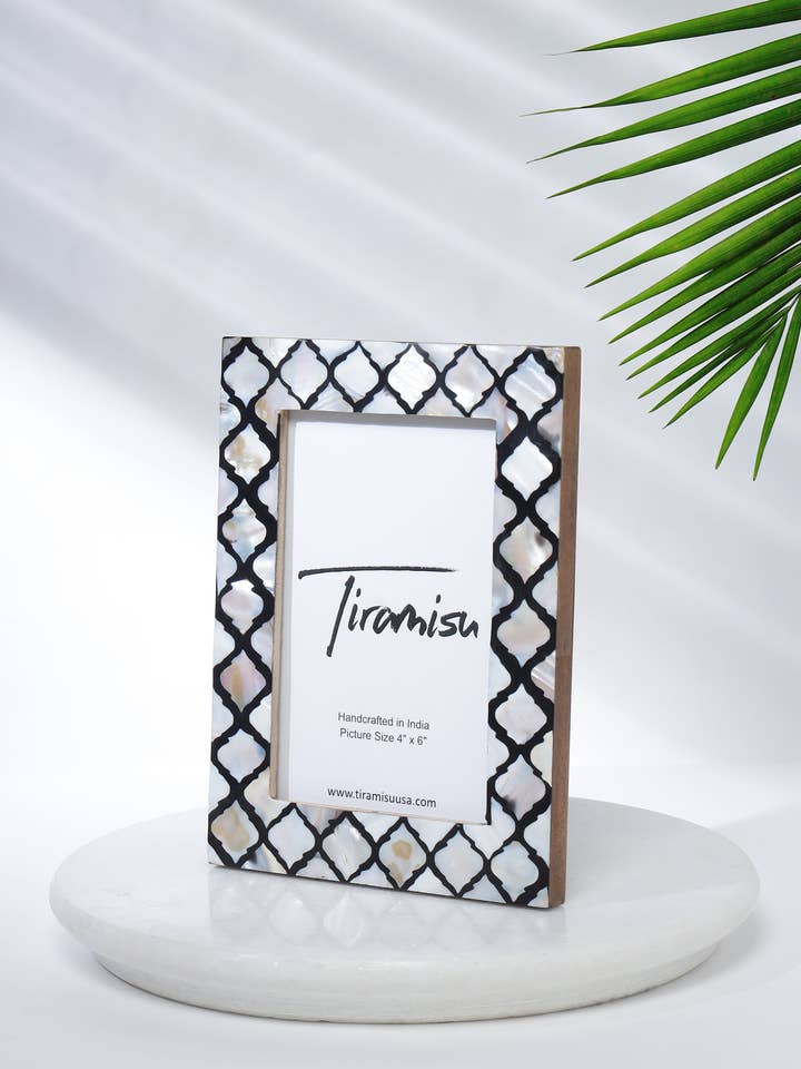 Mother-of-Pearl Picture Frame - Geometric Pattern for wholesale by Tiramisu