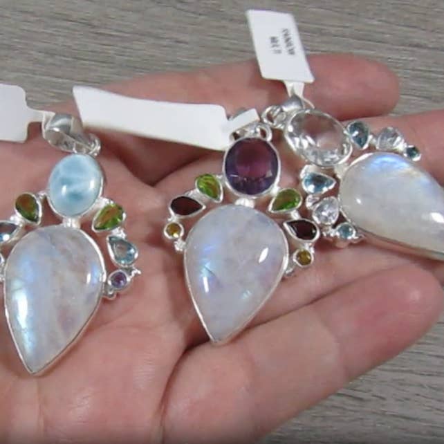 Rainbow Moonstone Pendant in Sterling Silver – Wholesale for wholesale by Keystone Crystals