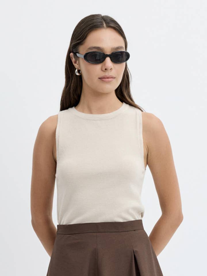 Round Neck Sleeveless Knit Bodysuit Stone for wholesale by Kadriye Baştürk